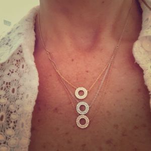 White, yellow and rose Gold circle tiered necklace